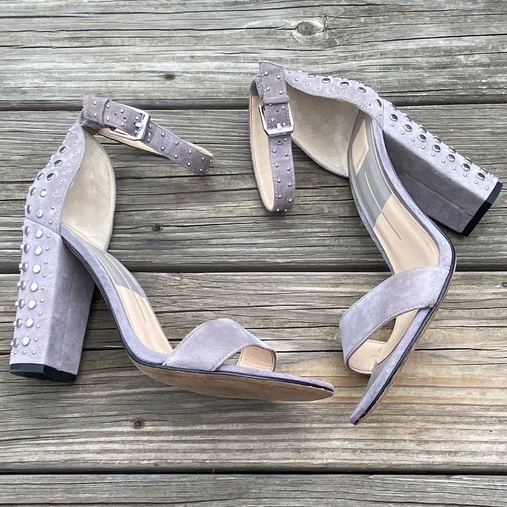 Dolce Vita ankle strap heels genuine leather Gray with studs open toe sz 9